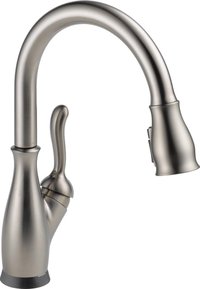 Delta Leland VoiceIQ SpotShield Stainless Steel Single Handle Deck-mount Voice Activated Pull-down Kitchen Faucet with Sprayer | 9178TV-SP-DST