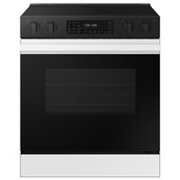 Samsung Bespoke 30-in Glass Top 5 burners 6.3-cu ft Air Fry Convection Oven Slide-In Electric Range ( White Glass ) | NSE6DB830012