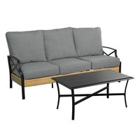 Style Selections Kenwood 2 -Piece Wicker Patio Sofa Conversation Set with Gray Cushions | ST-25S006B