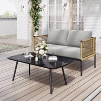 JEAREY HDPE Dining Set with 1.7'' Umbrella Hole 5 -Piece Gray Patio Dining Set HDPE Square Table with 4 Stationary Chairs one_size | SWYTSF04-BJ-BE