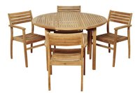 Amazonia 5 -Piece Brown Patio Dining Set Wood Round Table with 4 Brown Stationary Chairs Cotton | SC MALRND 4NINIA