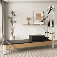 Syedee Pilates Reformer Wooden Pilates Reformer Machine with Tower Mat Pilates Equipment for Home Workout and Studio with Reformer Accessories