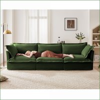 Watnature Sofas Couches Modern 3-Seat Slipcovered Deep Seat Sofa with Pillows for Living Room Chenille Sage Green one_size | O6DCX089VQLY