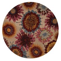 Rugsotic Carpets HAND TUFTED WOOL ECO-FRIENDLY AREA RUGS - 10'x10' Round Shape Cream Color Floral Modern Design High Pile Thick Handmade Anti Skid