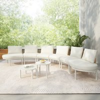 LOVMOR 8-Piece Patio Sofa Furniture Set with 2 High-Low Coffee Tables Wicker Rattan Tempered Glass 6 Pillows and Cushions Beige one_size
