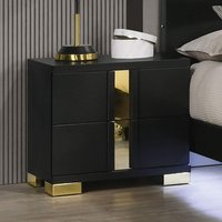 Blisstyle Attractive Beautiful Nightstand Bedroom Furniture Black and Gold Finish Bracketed Metal Legs 1pc Bedside Table Modern Farmhouse Bedroom