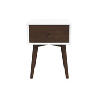 Vynxaria Vintage Nightstand Dark Brown White 1Drawer Bedside Table | LEXY0855-DJWS-CTG004