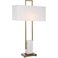 Uttermost 30160 Column 35 inch 10000 watt Plated Brass and White Marble Table Lamp Portable Light | 2510753