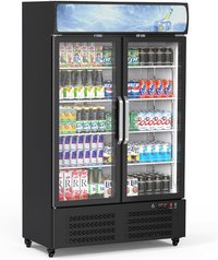Garvee Commercial Refrigerators 25.3 Cu.Ft. Upright Display Fridge Beverage Cooler with LED Light Adjustable Shelves Glass Door Drink Refrigerator