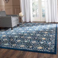 Safavieh Evoke Baxter 10 x 14 (ft) Loomed Royal/Ivory Rectangular Indoor Floral/Botanical Bohemian/Eclectic Area rug Polyester in Blue | EVK210A-10