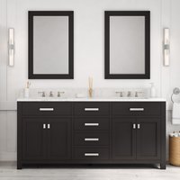 Water Creation Madison 72-in Espresso Undermount Double Sink Bathroom Vanity with Carrara white Natural Marble Top (Fully Assembled) in Brown