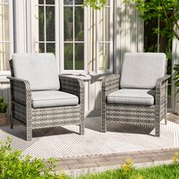 Sonkuki patio chairs 2 -Piece Wicker Patio Conversation Set with Light gray Cushions Included one_size | SD-PS-S2BLY
