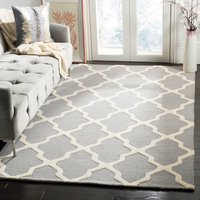 Safavieh Cambridge Mosaics 4 x 6 (ft) Tufted Wool Silver/Ivory Rectangular Indoor Trellis Area rug in Gray | CAM121D-4