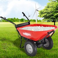 LOVMOR Wheelbarrow Utility Cart Electric Powered 24V DC 180W AGM Battery 330lbs (150kgs) Max Capacity Barrel Dump Material Debris Hauler