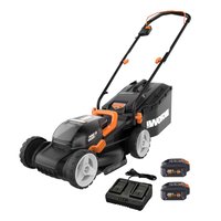 WORX Power Share 40-volt, 14-in Push Battery Walk Mower with (2 x 20-volt) 4 Ah Batteries Included | WG779