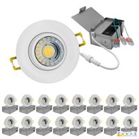 NUWATT Adjustable Lens Gimbal Lights White 3-in 600 -Lumens Switchable Round Dimmable LED Canless Wet rated Recessed Downlight 16 -Pack