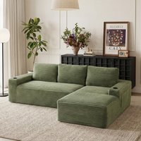 JUSHUA 104 Inch Cloud Sectional Couch Modern Modular Sectional Sofa with Deep Seat Corduroy Boneless Couches with L-Shape Chaise for Living Room