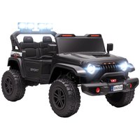 Qaba 24V Ride on Truck Car 2 Seater Kids Electric Car 4 Motors 5 MPH Max Speed Remote Control Spring Suspension Ages 3-8 Black | 370-390V80BK