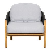 Christopher Knight Home Outdoor Wood Club Chair-Teak Finish+Gray Cushion | 336013