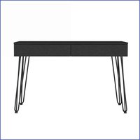 SunJet Desks Modern Compact Desk with 2 Drawers 47.3W Work Surface Hairpin Legs Black Particle Board | 3ZU6XNMWP899Q