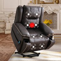 Bestier 41 in Oversize Dark Gray Power Lift Recliner Chair with Massage and Heating | USLOW-L510258F-GREY