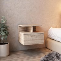 SunJet Gray-Toned Engineered Wood Floating Nightstand with Drawer and Open Shelves for Minimalist Bedside Storage one_size | 61BE9KWAELVT