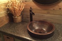 PREMIER COPPER PRODUCTS Copper Bathroom Sinks Copper 17.0-in Vessel Round Rustic Oil rubbed bronze Bathroom Sink in Brown | VR17SKDB