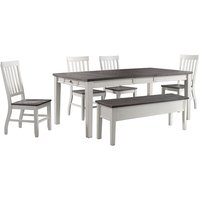 Hanover White, Dark Contemporary/Modern Dining Room Set with Rectangular Table ( Seats 5 ) | HDR009-6PC-WH
