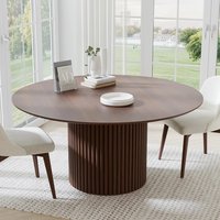 Dovelina 60-in Walnut Round Pedestal Dining Table Wood Kitchen Tables for 8 one_size in Brown | LS0101-81818