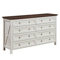 Boyel Living Farmhouse 8 Drawers Dresser Chests for Bedroom Wood Rustic Tall Chest of Drawers Dressers Organizer in White | BL-JC38501