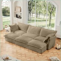 Watnature Sofas Couches Modern 3-Seater Sleeper Sofa with 3 Ottomans for Living RoomHome Theater Corduroy Camel one_size | 5YQS0I37LHGX