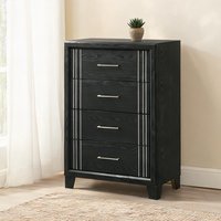 SUNCREAT Four-Drawer Chest in Charcoal Wood 31.5-Inch Wide Contemporary Bedside Cabinet one_size | USTJ5HJ87ZRB