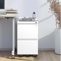 Boyel Living 2 Drawer Metal Mobile File Cabinet Rolling File Cabinet with Lock for Hanging Legal Letter A4 Size Fully Assembled Except Wheels in White