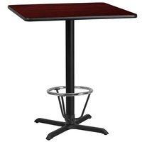 Flash Furniture Mahogany Contemporary/Modern Wood veneer Bar Table, with Black Finish and Metal 36-in L x 43.13-in H in Brown | 889142217930