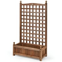 Slickblue Raised Planter Box with Trellis for Flowers Herbs Vegetables Patio Deck Balcony 25 in W x 11 in L x 48 in H Dark Brown Large