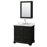 Wyndham Collection Deborah 36-in Dark Espresso with Polished Chrome Trim Undermount Single Sink Bathroom Vanity with White Carrara Marble Natural