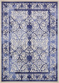 Unique Loom Traditional La Jolla 10 x 14 (ft) Loomed Polypropylene Blue/Ivory Rectangular Indoor Floral/Botanical Area rug | 3133466