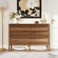 Homsee Modern Six Drawer Dresser with Round Wooden Legs Spacious Storage and Wide Tabletop for Bedroom Living Room or Entryway in Brown