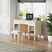 ModernLuxe 2in1 Vanity Desk with FlipTop Mirror Dressing Table Set with Drawer Cabinet MultiFunctional Computer Writing Desk for Study Dressing Room