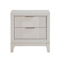 Blisstyle Antique White Finish 1pc Nightstand with 2x Drawers Modern Bedroom Furniture Reeded Fronts Bedside Cabinet with Drawers Modern Farmhouse