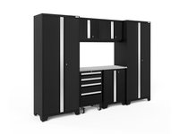 NewAge Products Bold 108-in W x 76.75-in H x 18-in D 6 -Cabinets Steel Black Garage Storage System Stainless Steel one_size | 63053