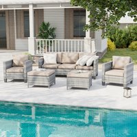 ACEGOSES 5 -Piece Wicker Patio Sofa Conversation Set with Gray Cushions | LW-F700BGY
