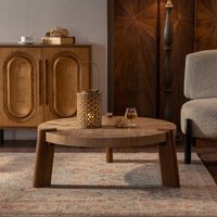 Clihome Modern Round MDF 35.43-in W x 15.75-in H Coffee Table in Brown | W50-ZO-9885