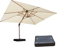PURPLE LEAF 13-ft Aluminum Off-white Crank Cantilever Patio Umbrella with Base Polyester | LSGLRRCM1013-CRWB