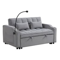 LOVMOR Modern Velvet Loveseat Futon Sofa Couch w/Pullout Bed Small Love Seat Lounge Sofa with adjustable Reclining Backrest Toss Pillows Pockets