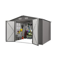 Boho Havens 10 x 8 FT Outdoor Storage Shed Large Metal Storage Shed Lockable Door and Air Vent Clear Window Garden Tool Shed for Bicycles Tools