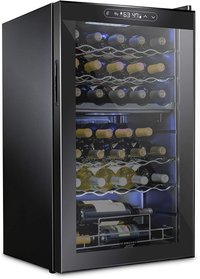 Schmecke 33 Bottle Freestanding Wine Refrigerator - Dual Zone Wine Fridge - Black | SHMFWCC331DB
