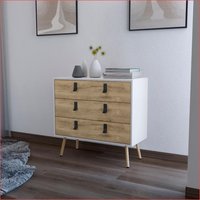 SunJet Dressers 3Drawer Contemporary White and Macadamia WhiteNatural Wood | KGZT0VMHTUUMP