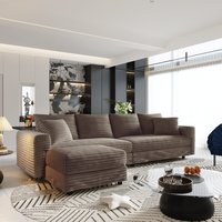 ModernLuxe Assembly Required 102.4 InchPlush Corduroy 4Seat SofaModern Comfy Upholstered Sofa Cloud CouchDeep Seat Couches with Soft Pillows and