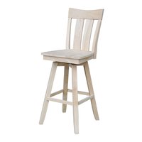 International Concepts Unfinished 30-in H Bar height Swivel Wood Bar Stool in Brown | S-133SW